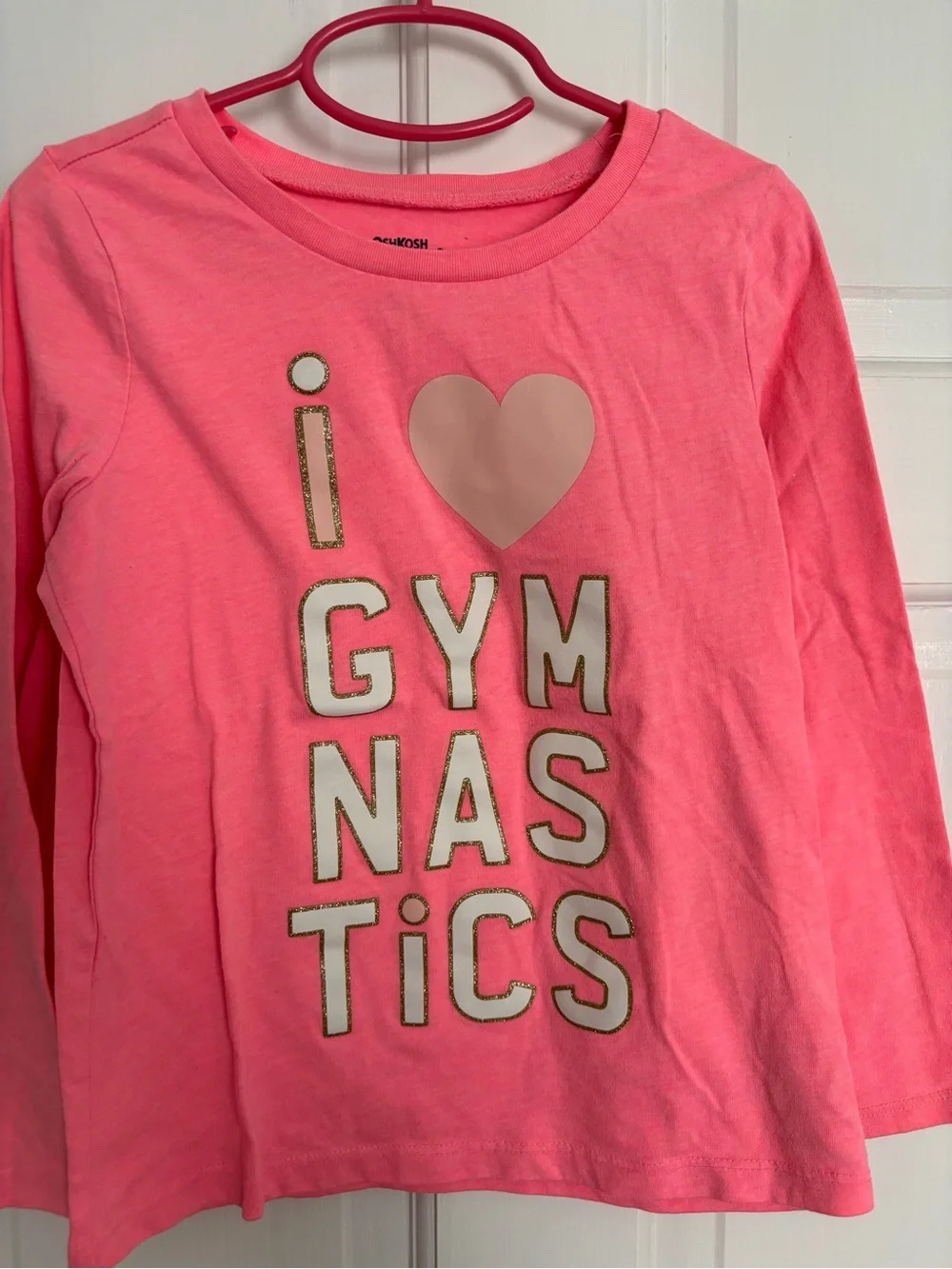 OshKosh B'gosh Coral Pink Long Sleeve 'I Heart Gymnastics' Tee